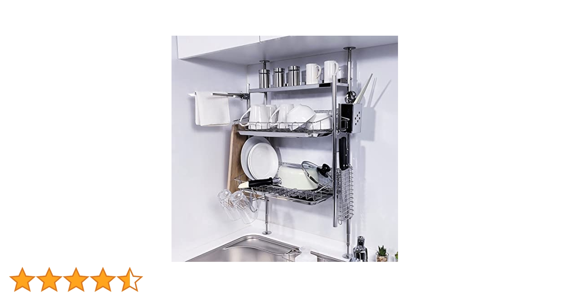 【aaary】 水切りラック ステンレス 突っ張り 燕三条 2段 シンク上 水切りラック 突っ張り 大容量 燕三条 ステンレス シンク上 2段